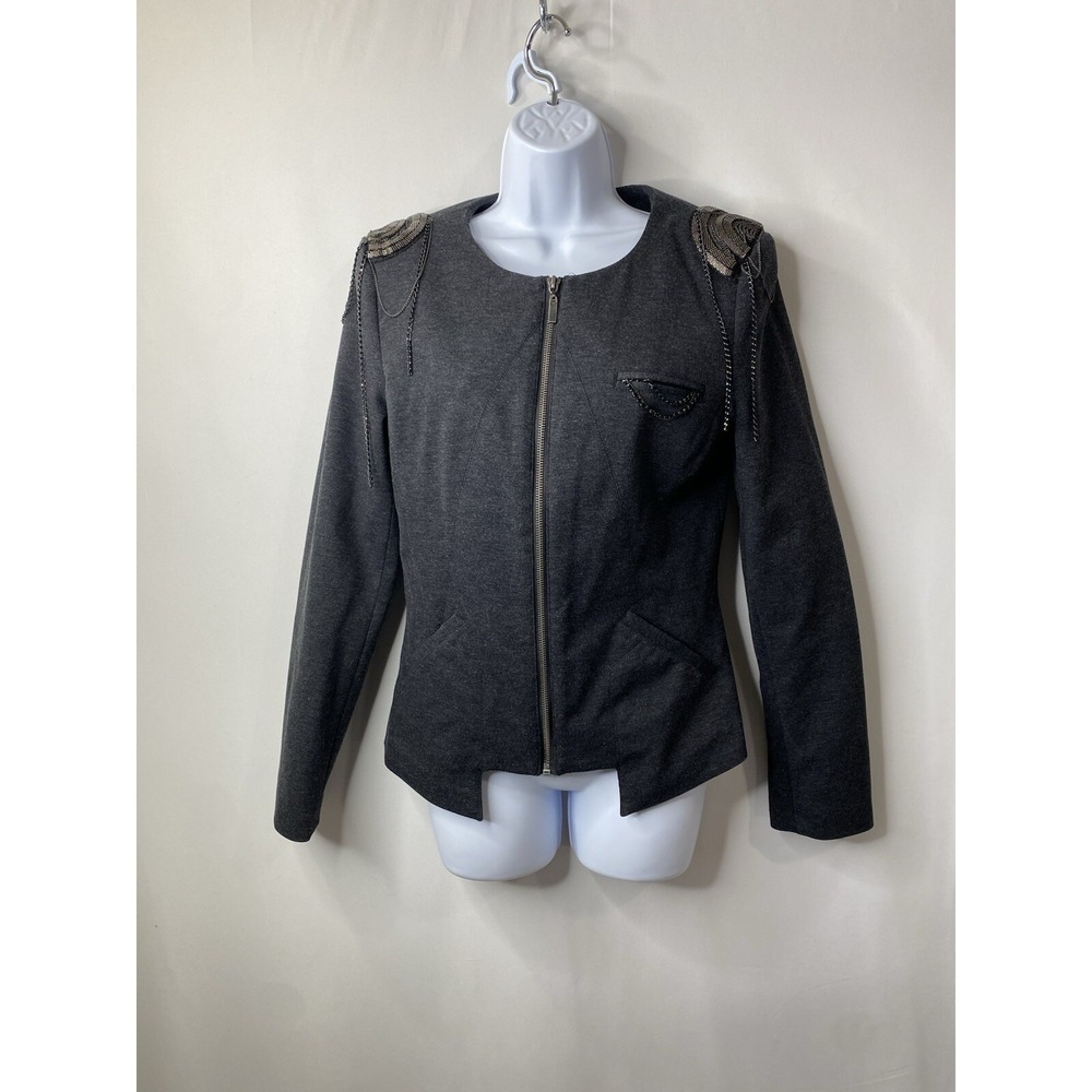 Cache Womens Blazer Jacket Size 6 Rockstar Chic Steampunk‎ Chain Embellishment